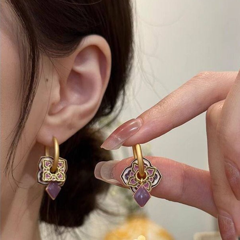 ♛ROSEMAYR♛ S925銀針 新中式國風彩繪琺瑯耳環-細節圖5