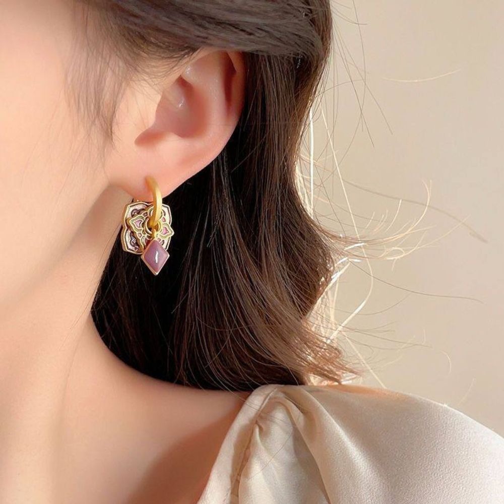 ♛ROSEMAYR♛ S925銀針 新中式國風彩繪琺瑯耳環-細節圖6