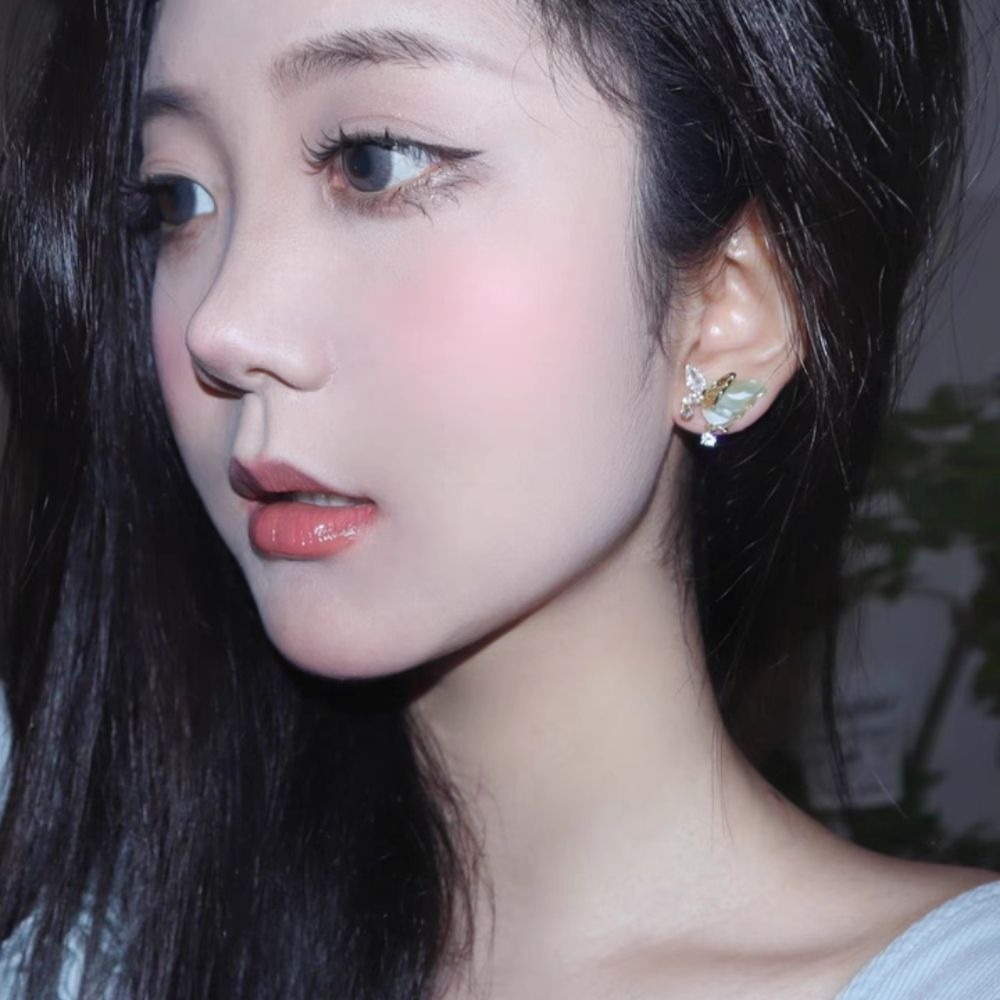 ♛ROSEMAYR♛ S925銀針 新中式莊周夢蝶 蝴蝶鋯石耳環-細節圖2