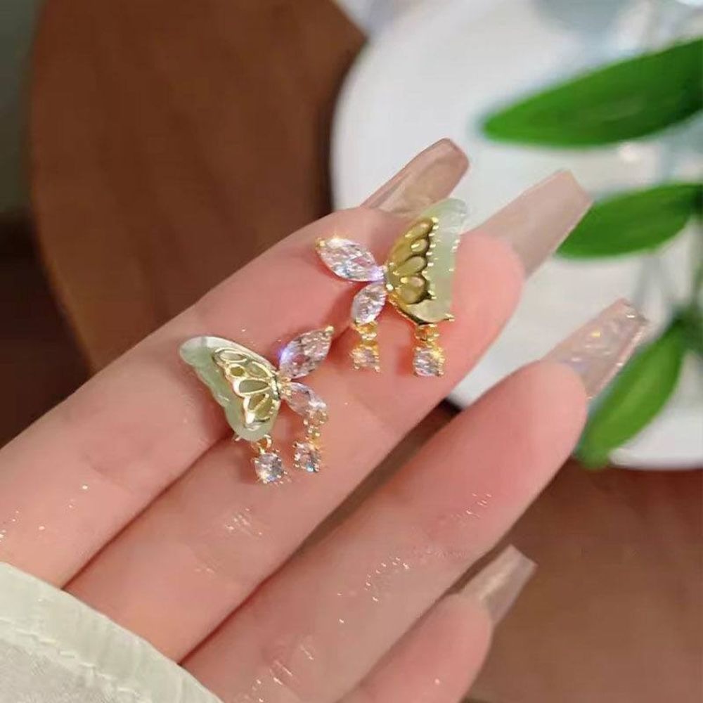 ♛ROSEMAYR♛ S925銀針 新中式莊周夢蝶 蝴蝶鋯石耳環-細節圖5