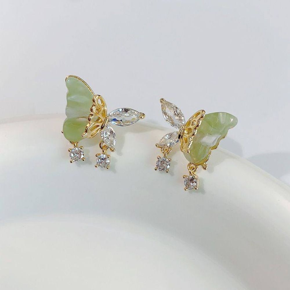 ♛ROSEMAYR♛ S925銀針 新中式莊周夢蝶 蝴蝶鋯石耳環-細節圖6