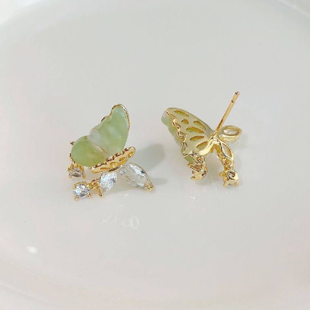 ♛ROSEMAYR♛ S925銀針 新中式莊周夢蝶 蝴蝶鋯石耳環-細節圖7