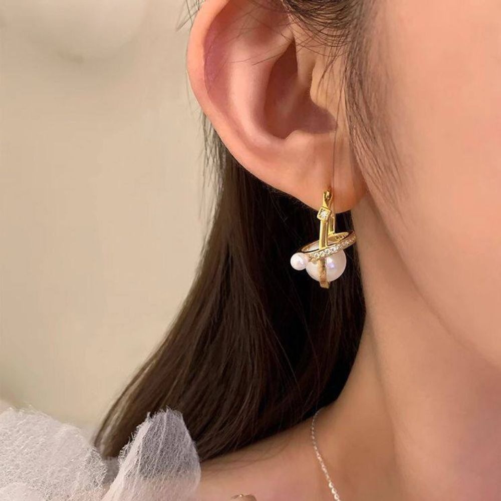 ♛ROSEMAYR♛ S925銀針 歐美復古星球珍珠耳環-細節圖5