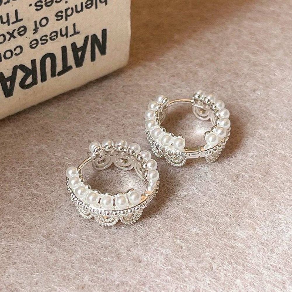 ♛ROSEMAYR♛ S925銀針 法式貴族 蕾絲邊珍珠皇冠耳環-規格圖11