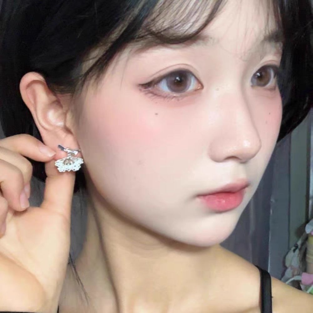 ♛ROSEMAYR♛ S925銀針 韓系甜酷風 蝴蝶結扇形蕾絲耳環-細節圖4