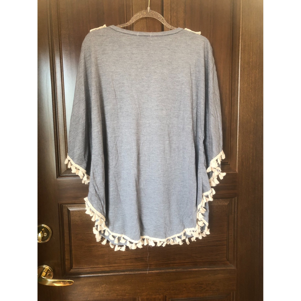 ♛ROSEMAYR♛廠商寄賣-C01-002異國風灰色流蘇斗篷上衣-細節圖2