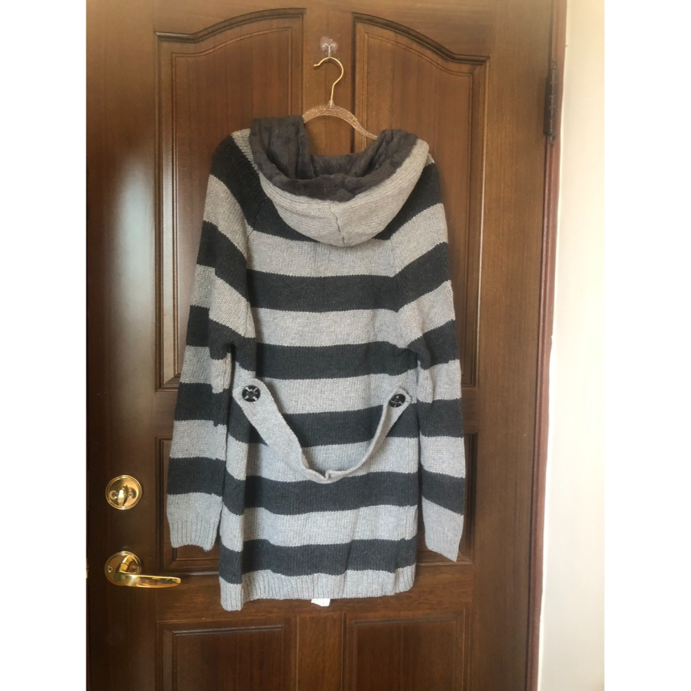 ♛ROSEMAYR♛廠商寄賣-加大尺碼-C02-001連帽條紋針織外套-細節圖2