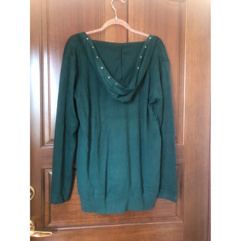 ♛ROSEMAYR♛廠商寄賣-加大尺碼-C01-004墨綠V領連帽長袖上衣-細節圖2