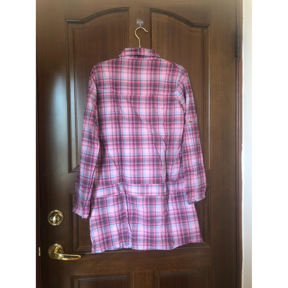 ♛ROSEMAYR♛廠商寄賣-加大尺碼-C01-001粉色格紋洋裝式襯衫-細節圖2