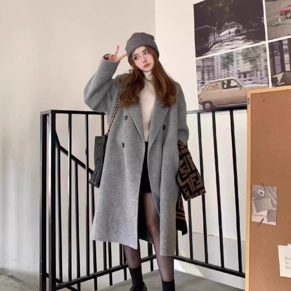 ♛ROSEMAYR♛廠商寄賣-C3882淺灰韓式毛呢大衣-細節圖4