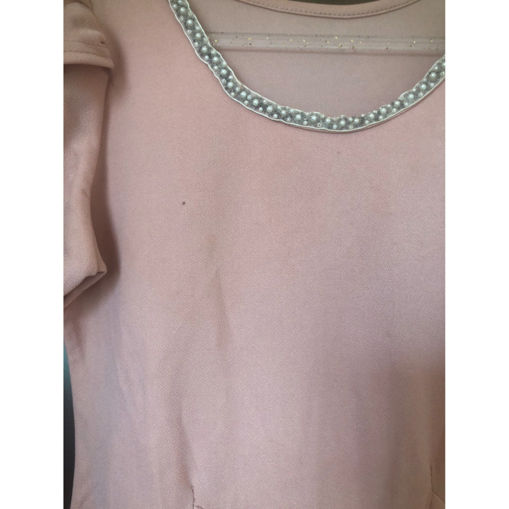 ♛ROSEMAYR♛廠商寄賣-A02-002氣質款粉色珍珠鑲領洋裝式上衣 展示品-細節圖3