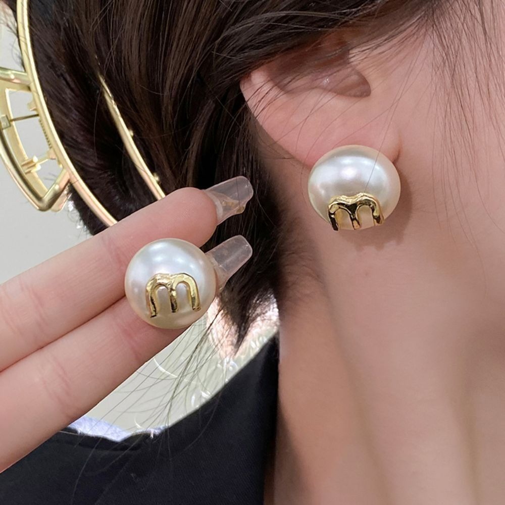 ♛ROSEMAYR♛[CR-0010] 韓版 輕奢名媛 字母M珍珠耳環 耳釘-細節圖2