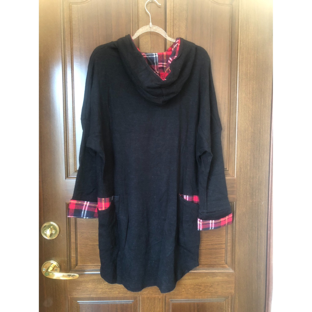 ♛ROSEMAYR♛廠商寄賣-B02-004棋盤格配色連帽長袖上衣-細節圖2