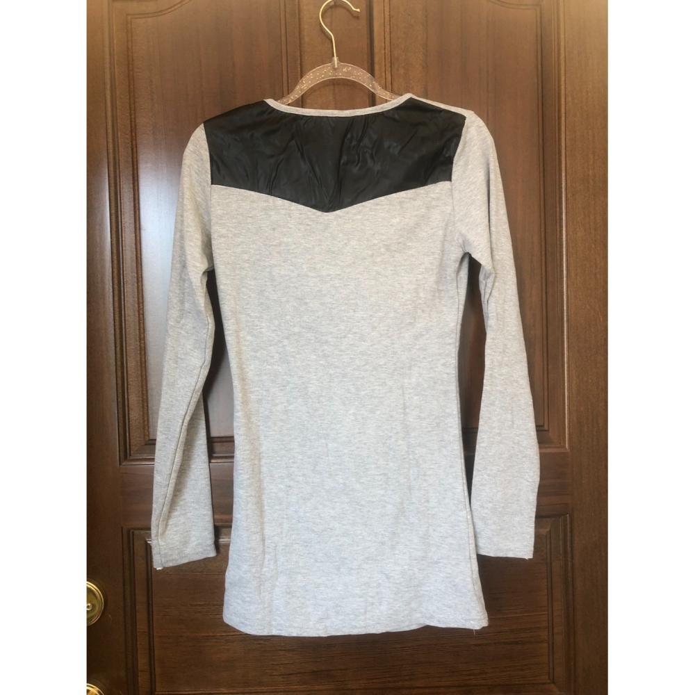 ♛ROSEMAYR♛廠商寄賣-B02-002皮配綿質長袖上衣-細節圖2