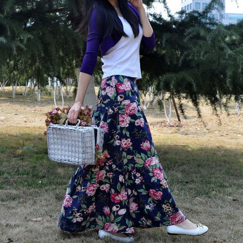 ♛ROSEMAYR♛廠商寄賣-異國風藏藍花朵半身裙-細節圖3