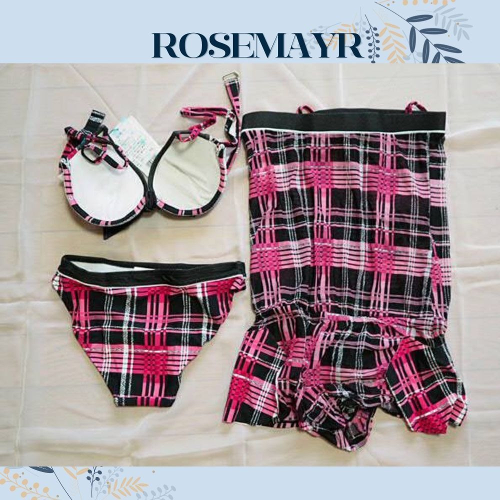 ♛ROSEMAYR♛廠商寄賣-粉色格紋三件式泳裝 L碼 展示品-細節圖2