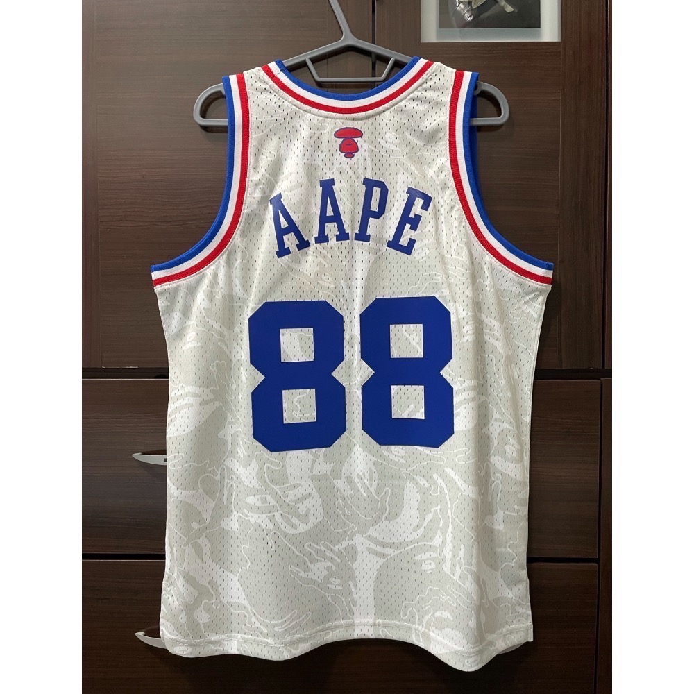 MITCHELL & NESS  M&N NBA AAPE 聯名款 All Star 明星賽 猿人 白迷彩 球衣 M號-細節圖2