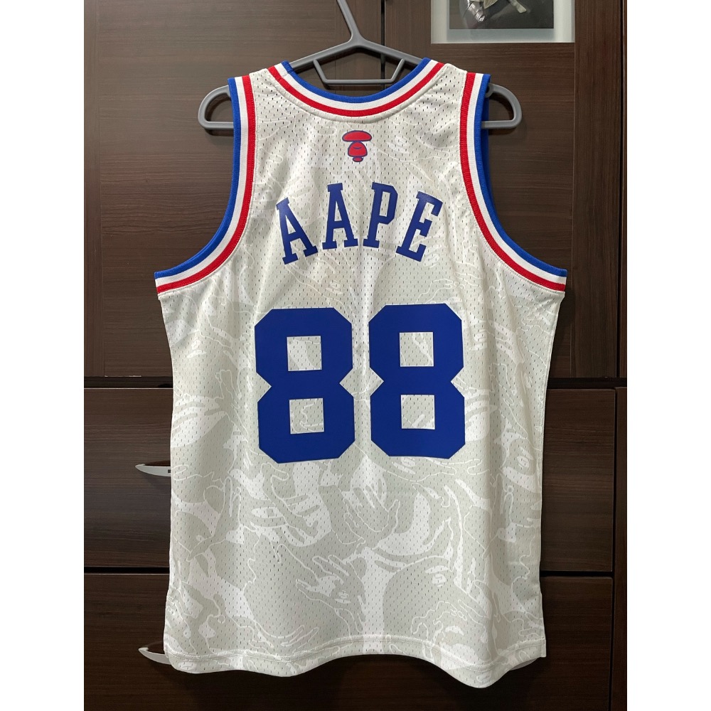 MITCHELL & NESS  M&N NBA AAPE 聯名款限定 All Star 明星賽 猿人 白迷彩 球衣-細節圖2