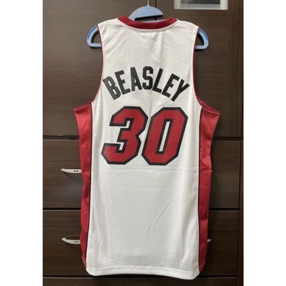 ADIDAS NBA BEASLEY 熱火 主場白 電繡 洞洞透氣 S號 球衣-細節圖2
