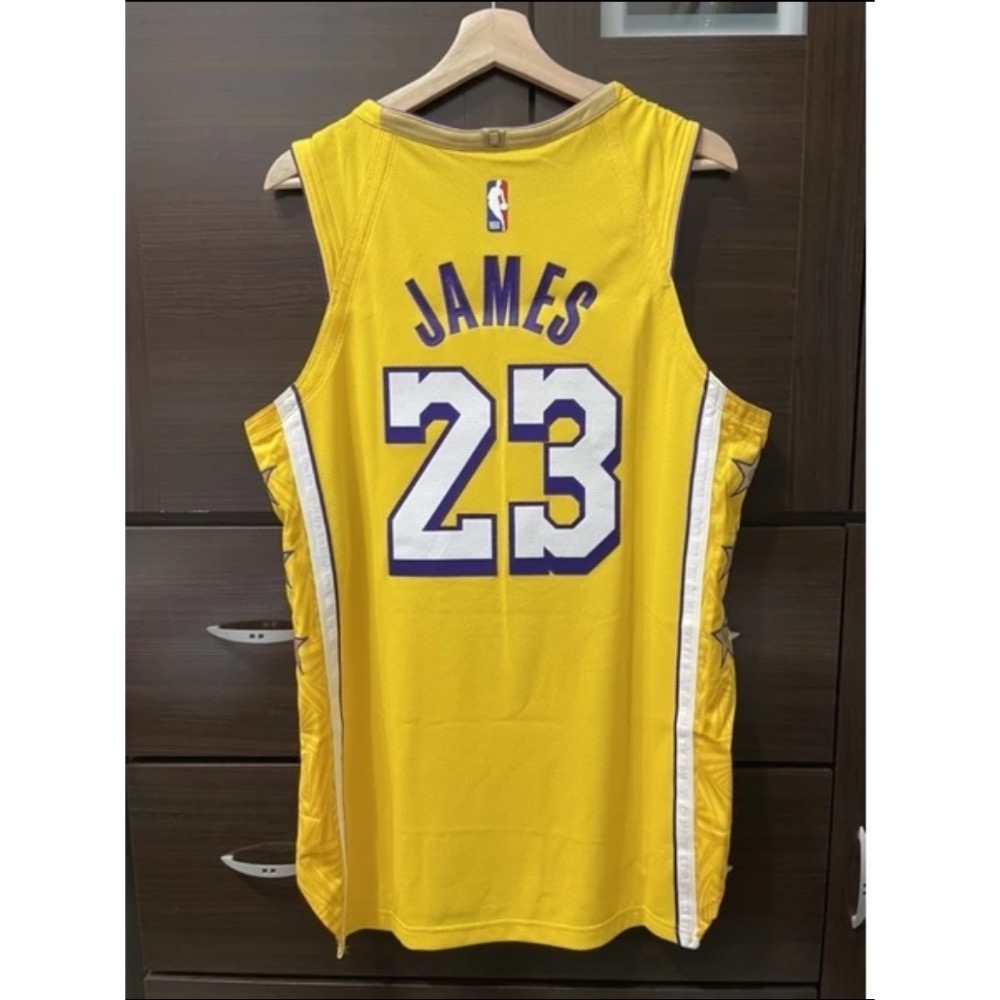NIKE NBA JAMES 城市款 原生帶贊助標 湖人 AU 球員版 M號 球衣-細節圖2