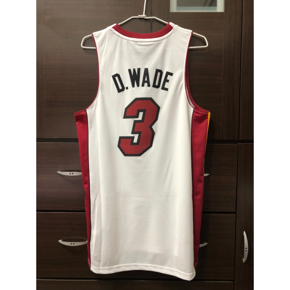 ADIDAS NBA WADE 熱火 綽號 主場白 熱轉印 S號 球衣-細節圖2