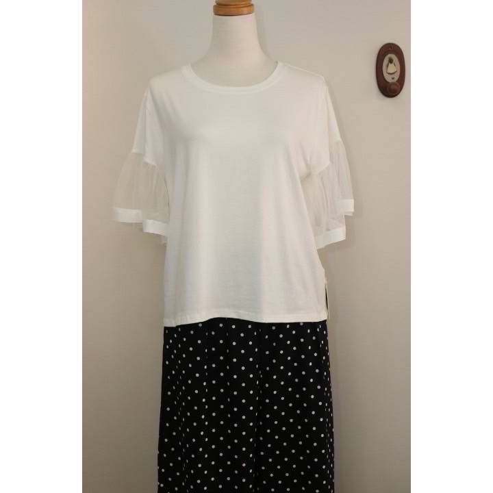 日本進口品牌COCON白紗袖T恤-細節圖2