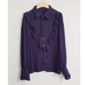 紫色襯衫+別針領結