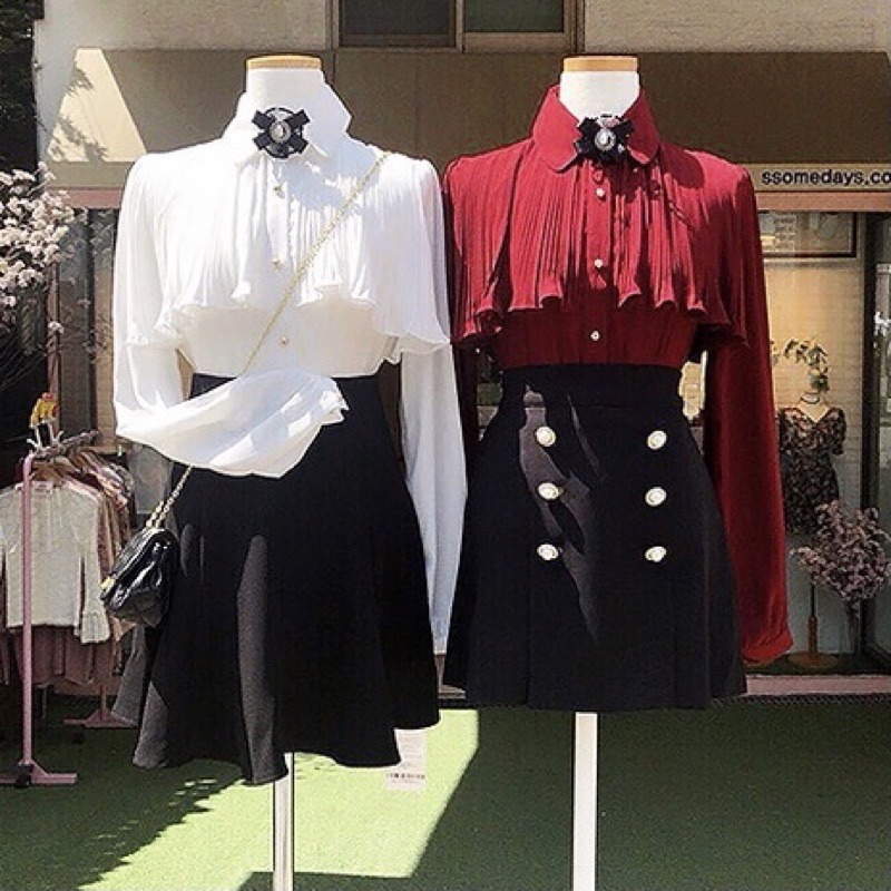 現貨+預購*宮廷風法式荷葉邊蝴蝶結領結雪紡長袖/短袖襯衫 復古 日系 lolita 蘿莉塔 設計感 軟妹 少女 內搭-細節圖4