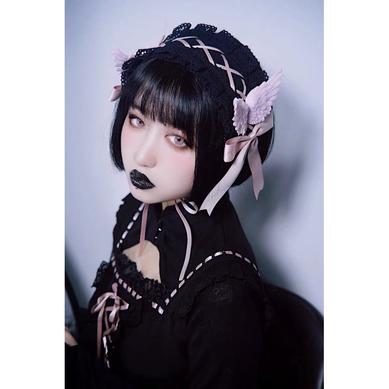 現貨+預購*lolita 蘿莉塔暗黑翅膀蕾絲蝴蝶結髮帶 地雷系 軟妹 硬妹  少女 甜美 頭飾 髮飾 萬聖節 聖誕節-細節圖3