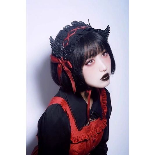 現貨+預購*lolita 蘿莉塔暗黑翅膀蕾絲蝴蝶結髮帶 地雷系 軟妹 硬妹  少女 甜美 頭飾 髮飾 萬聖節 聖誕節-細節圖7