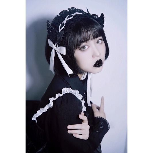 現貨+預購*lolita 蘿莉塔暗黑翅膀蕾絲蝴蝶結髮帶 地雷系 軟妹 硬妹  少女 甜美 頭飾 髮飾 萬聖節 聖誕節-細節圖8