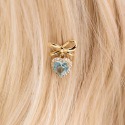 藍色蝴蝶結銀針耳環