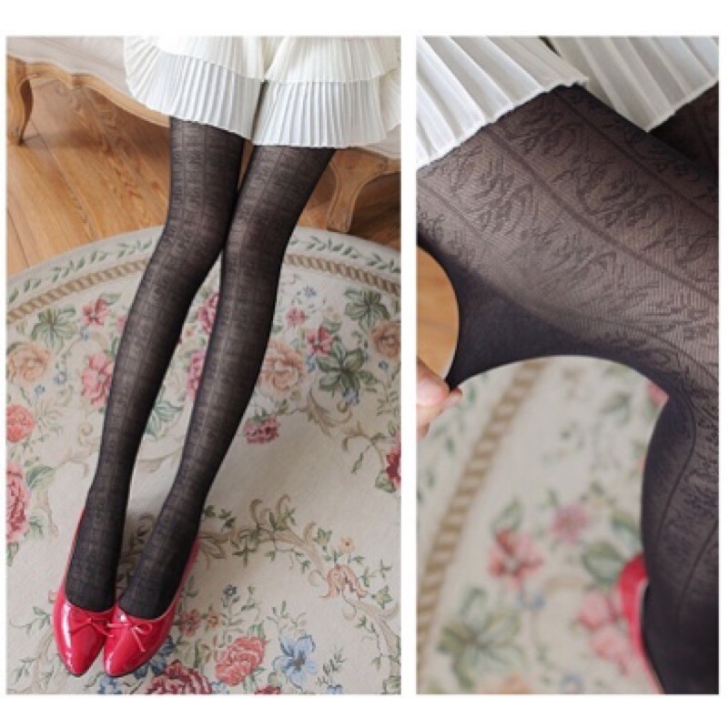 現貨+預購* lolita 蘿莉塔日系復古藤蔓花朵鏤空透視連褲襪 軟妹 少女 歌德 絲襪 連褲襪 襪子-細節圖6
