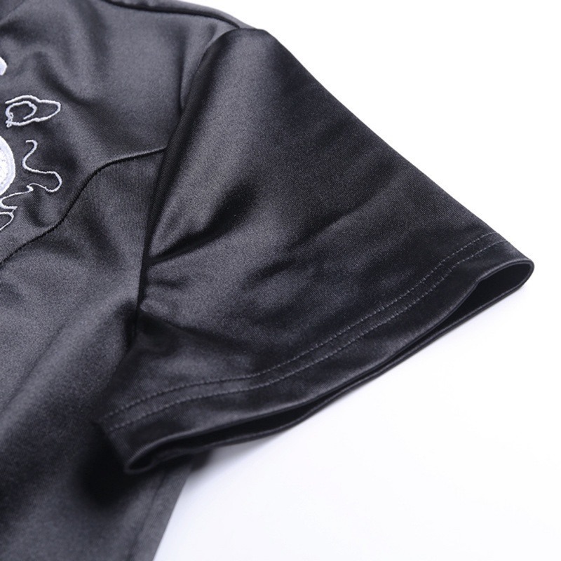 《現貨+預購》中華風暗黑龍紋刺繡盤扣開叉改良旗袍  亞文化 連身裙 歌德 硬妹 歌德 哥特 龐克 黑幫 中華娘 舞台 洋-細節圖9