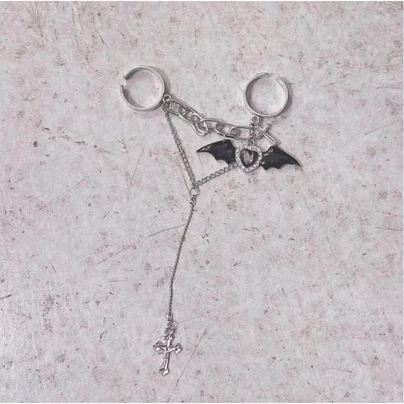 現貨+預購*地雷系量產型蝙蝠翅膀愛心十字架戒指 lolita 蘿莉塔 甜酷 亞文化 暗黑 龐克 可愛 軟妹 日系 飾品-細節圖2