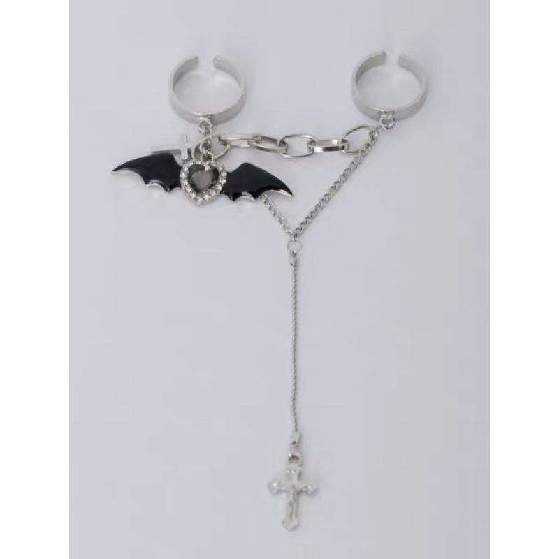 現貨+預購*地雷系量產型蝙蝠翅膀愛心十字架戒指 lolita 蘿莉塔 甜酷 亞文化 暗黑 龐克 可愛 軟妹 日系 飾品-細節圖7