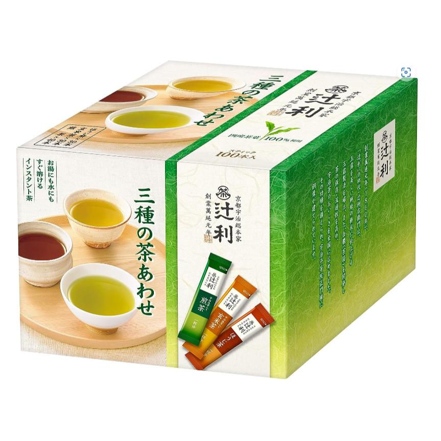 《現貨》小紅豆日貨 辻利 宇治抹茶 煎茶 焙茶 玄米茶 3種綜合 100入 即溶 沖泡-細節圖2