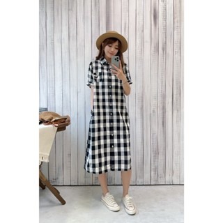 袋標釦經典格紋洋裝🤎洋裝 格紋 連身裙 裙裝 格紋洋裝 短袖 排釦-細節圖4
