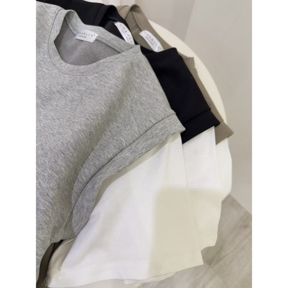 韓風低調質感套裝🤎套裝 上衣 假兩件 短袖 圓領 長裙 腰鬆緊 Ａ字裙-細節圖6