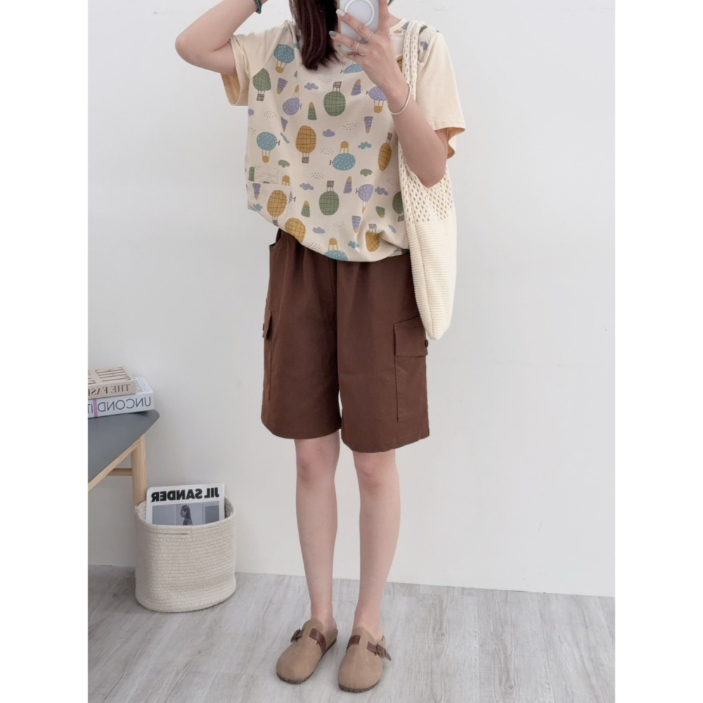 涼感麻紗工裝五分褲🤎五分褲 短褲 麻紗 涼感 工裝褲 工裝五分褲-細節圖3