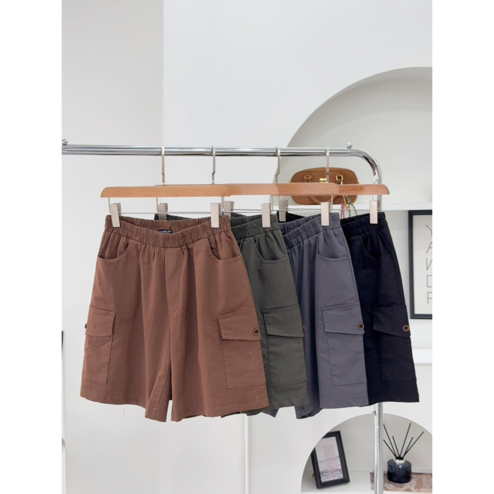 涼感麻紗工裝五分褲🤎五分褲 短褲 麻紗 涼感 工裝褲 工裝五分褲-細節圖6