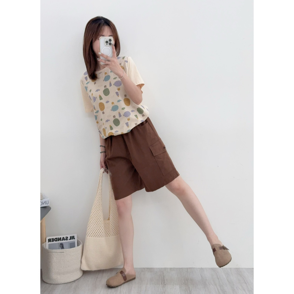 涼感麻紗工裝五分褲🤎五分褲 短褲 麻紗 涼感 工裝褲 工裝五分褲-細節圖7