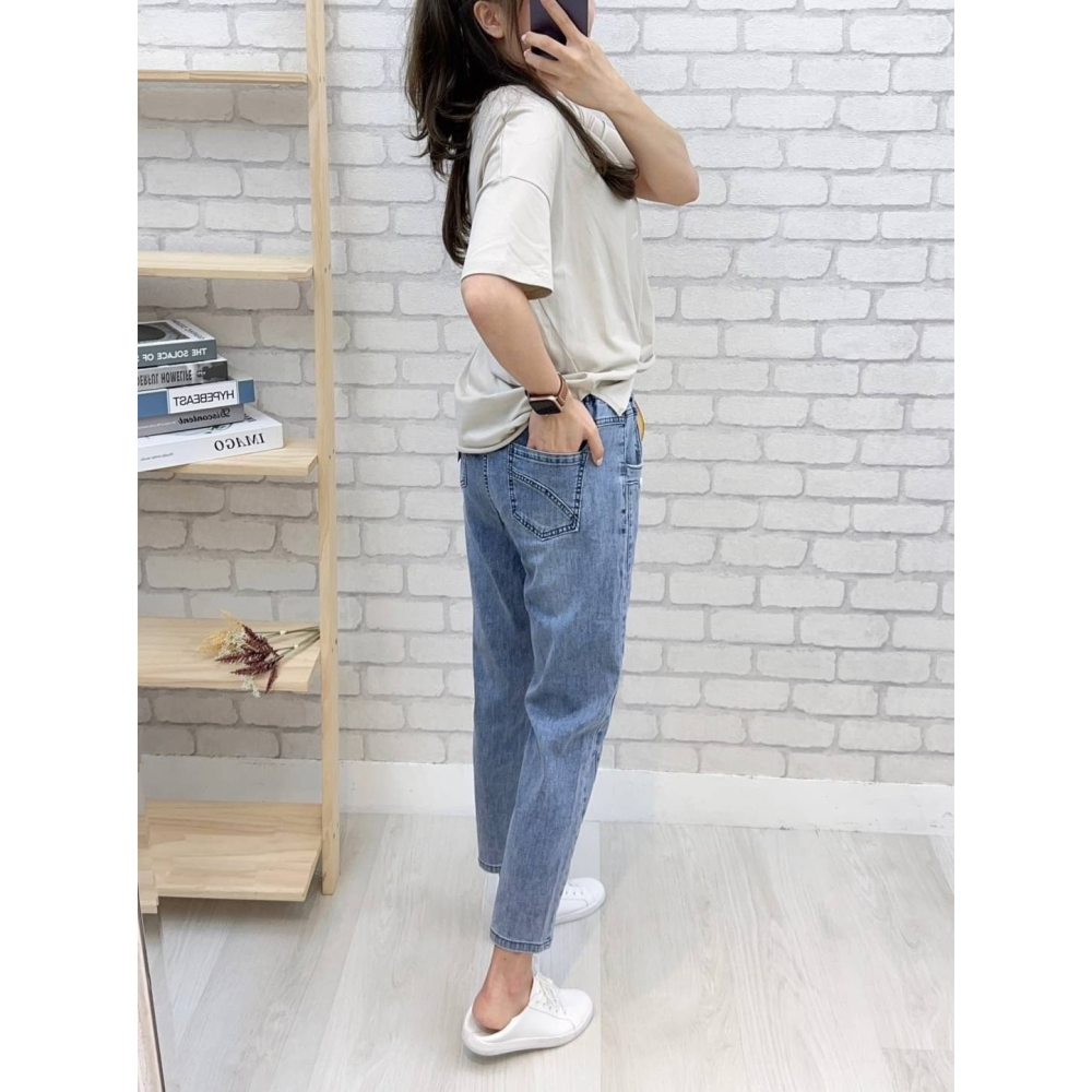 ３Ｄ顯瘦九分牛仔男友褲🤎男友褲 休閒褲 牛仔褲 ３Ｄ 九分褲 牛仔男友褲 九分男友褲 腰鬆緊-細節圖6