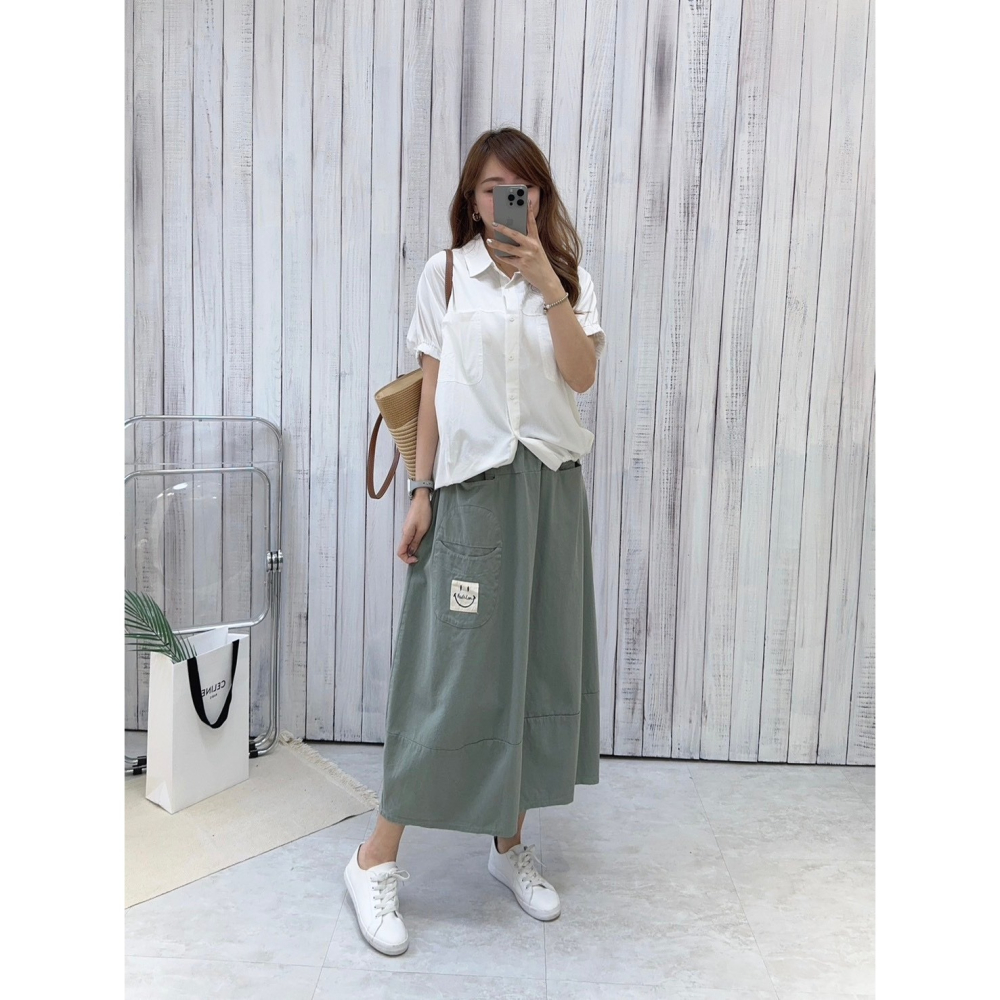 微笑日系花苞裙🤎花苞裙 長裙 裙裝 腰鬆緊 微笑 日系-細節圖7