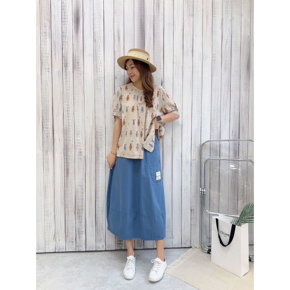 微笑日系花苞裙🤎花苞裙 長裙 裙裝 腰鬆緊 微笑 日系-細節圖9