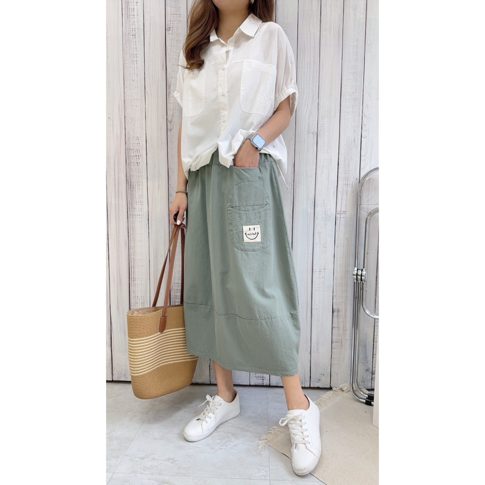 微笑日系花苞裙🤎花苞裙 長裙 裙裝 腰鬆緊 微笑 日系-細節圖10