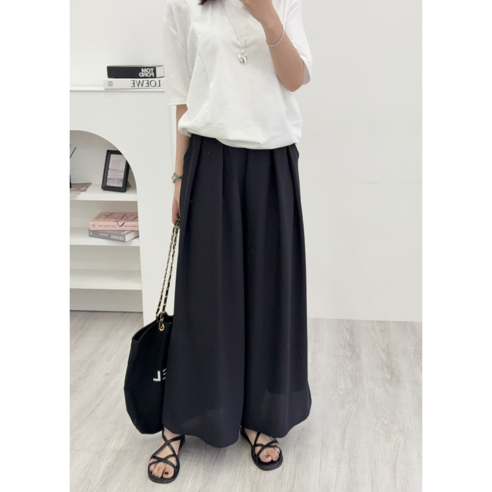 飄逸雪紡紗寬褲裙🤎褲裙 長褲 雪紡紗 寬褲 腰鬆緊 雪紡紗褲裙 雪紡紗寬褲-細節圖3