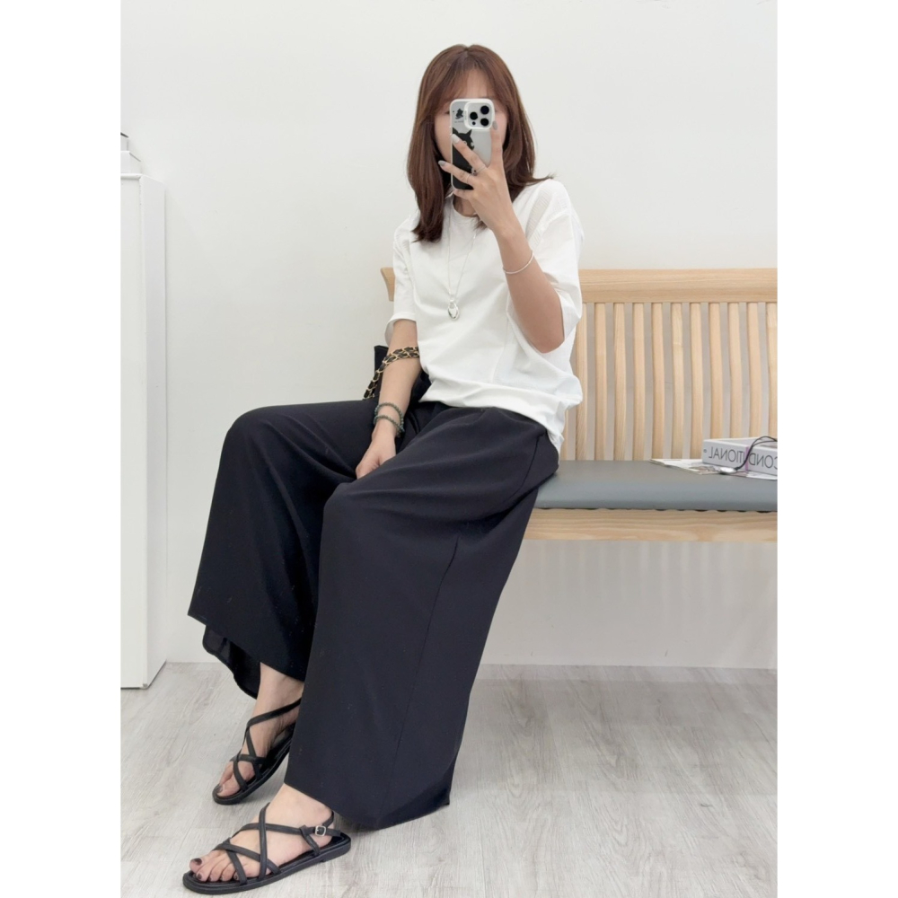 飄逸雪紡紗寬褲裙🤎褲裙 長褲 雪紡紗 寬褲 腰鬆緊 雪紡紗褲裙 雪紡紗寬褲-細節圖4