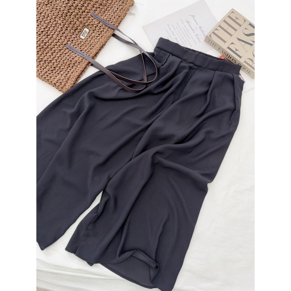 飄逸雪紡紗寬褲裙🤎褲裙 長褲 雪紡紗 寬褲 腰鬆緊 雪紡紗褲裙 雪紡紗寬褲-細節圖6