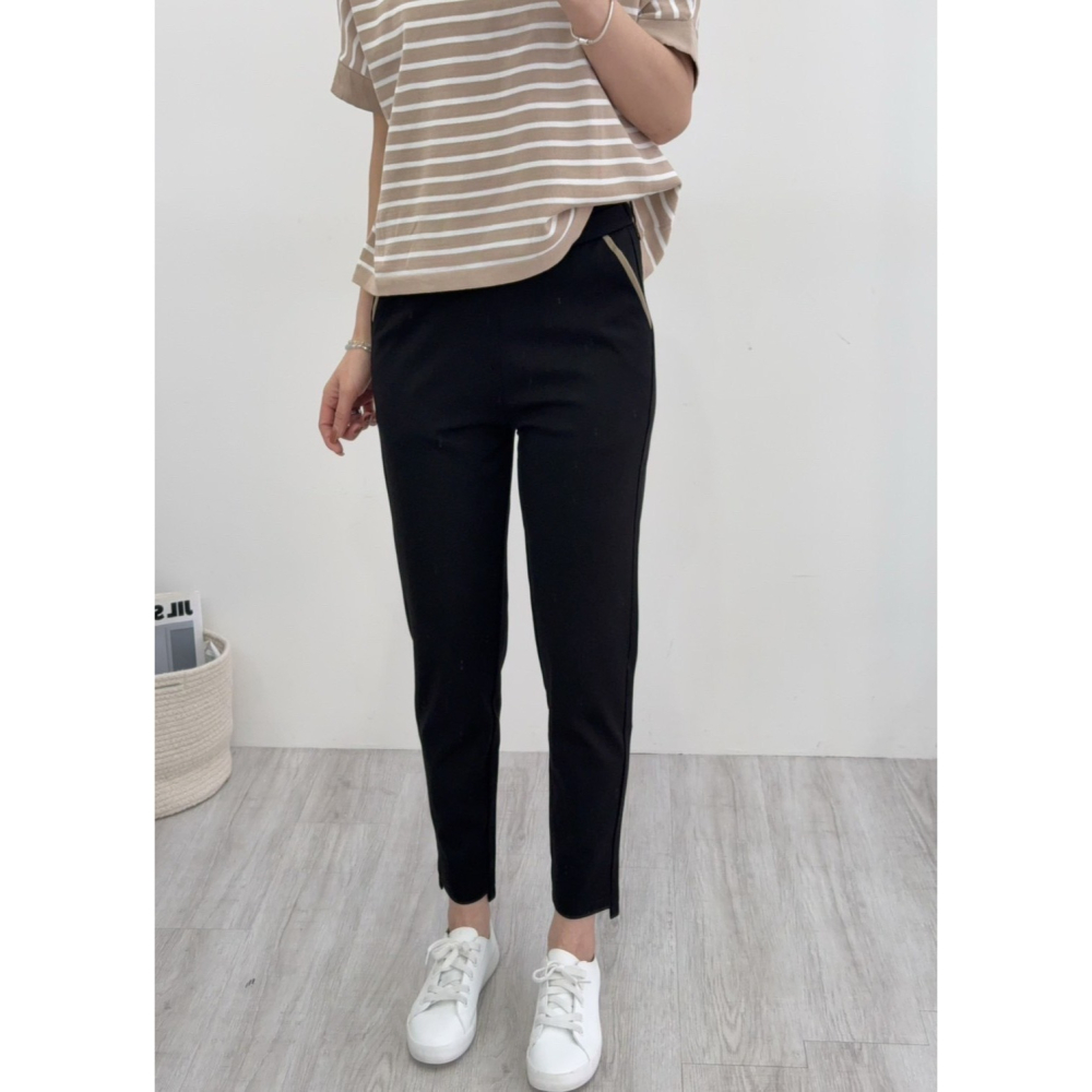 顯瘦斜口袋西裝褲🤎西裝褲 長褲 ＯＬ 上班族 斜口袋 腰鬆緊 AB褲-細節圖3